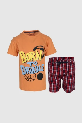 بيجامة ولادي شورت قطعتين بطبعة Born to Dribbble REEBPYJ0019 SS22