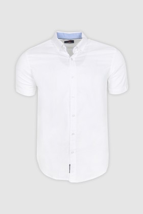 قميص اكسفورد رجالي أبيض بكم قصير وقصة ضيقة EGTT67 SS22