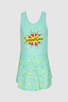 Girls One Piece Swimsuit - Cute Watermelon Print Dress in Mint Green DR21018-6