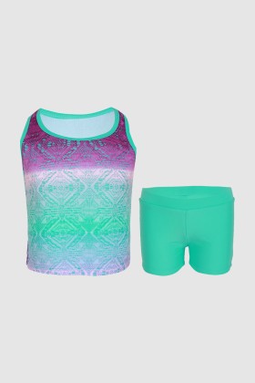 Girls Tankini Swimwear Set in Purple & Turquoise TKNI21007-6