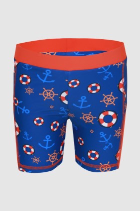 Boys Swim Short in Navy & Red with Ship Anchor Print SH21135-6