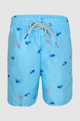 Boys Swim Trunks in Blue Color with Palm Print JMB2183