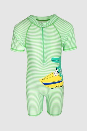 Striped Swimsuit for Boys - One Piece with Cute Crocodile OP22054-6