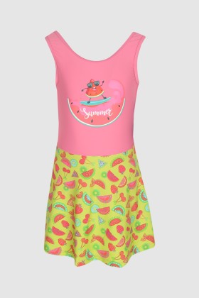 One Piece Skirted Swimsuit for Girls with Watermelon Print DR22023-6