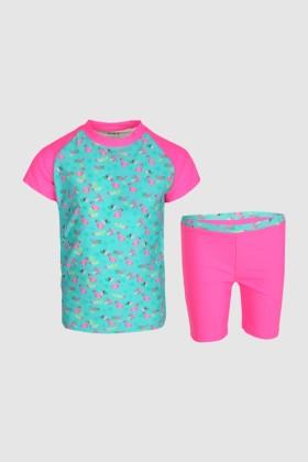 2 Piece Girls Swim Set with Flamingo Print AQH2222-S