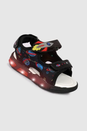 Black Sandal for Boys with Light & Space Print ET7413-A SS22