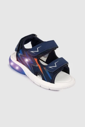 Boys Sandal in Navy with Lightning Energy Print and Light ET7420-A SS22