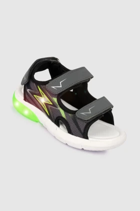 Boys Sandal in Grey with Lightning Energy Print and Light ET7420-B SS22