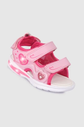 Girls Sandal in Pink with Heart Print and Light ET7401-A SS22